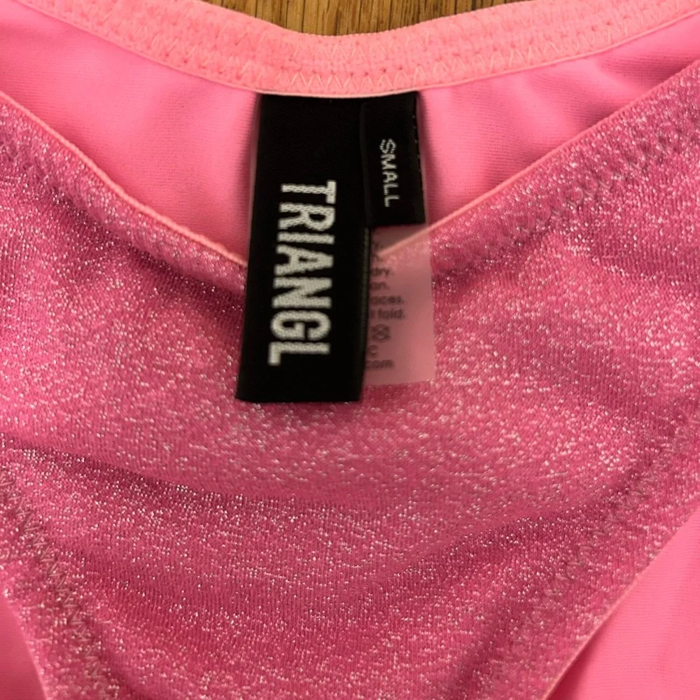 triangl swimwear Pink Shimmer Bikini Set with Drawstring Pouch
